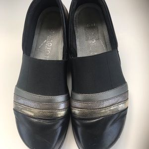 NAOT gold pewter leather slip on shoes flats